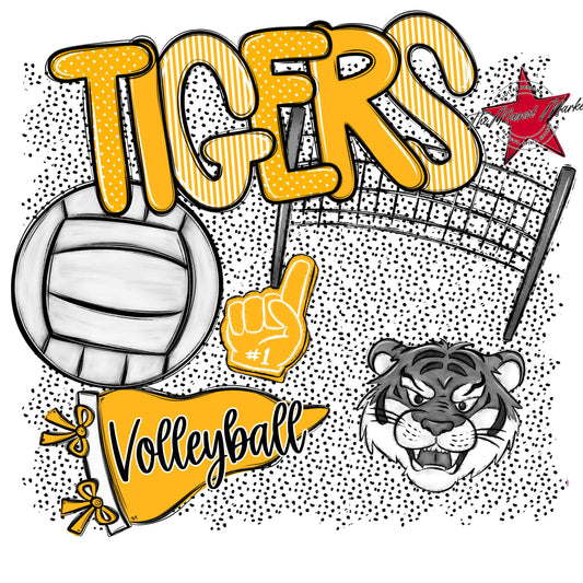 Tigers Volleyball Spirit-Yellow