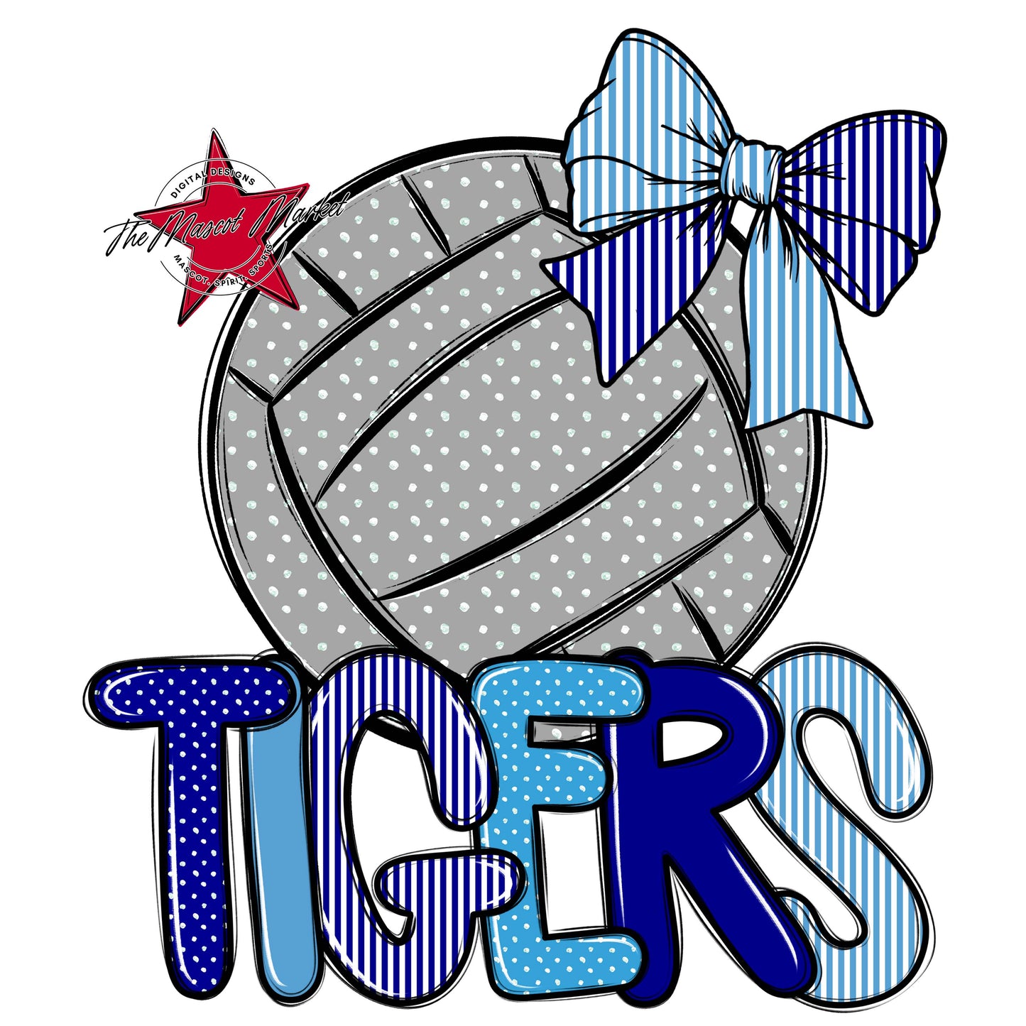 Tigers Volleyball Spirit Design-Blue & Carolina Blue