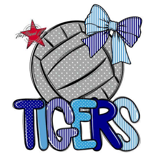 Tigers Volleyball Spirit Design-Blue & Carolina Blue