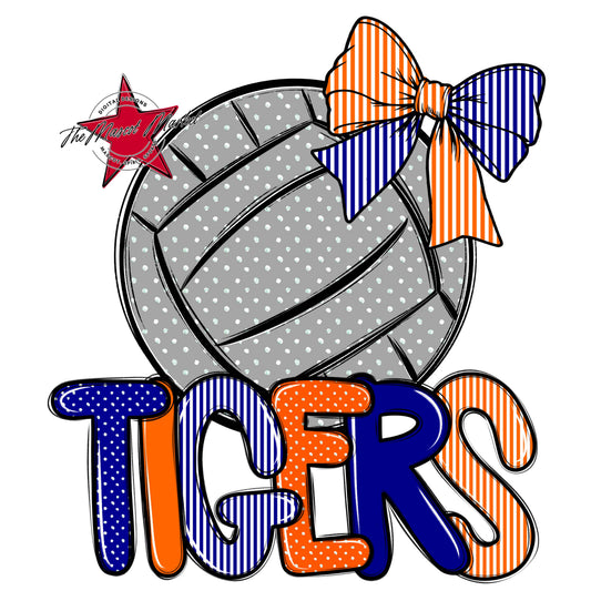 Tigers Volleyball Spirit Design-Blue & Orange
