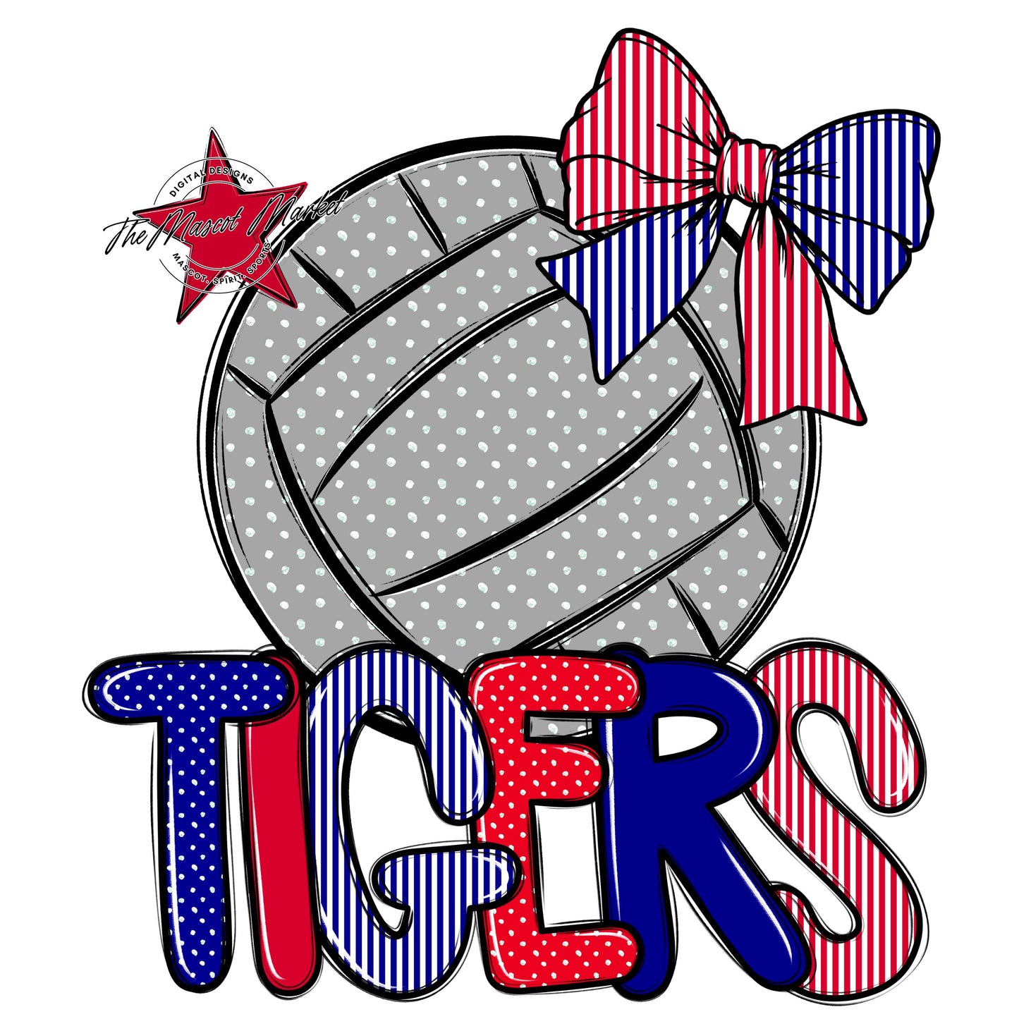 Tigers Volleyball Spirit Design-Blue & Red