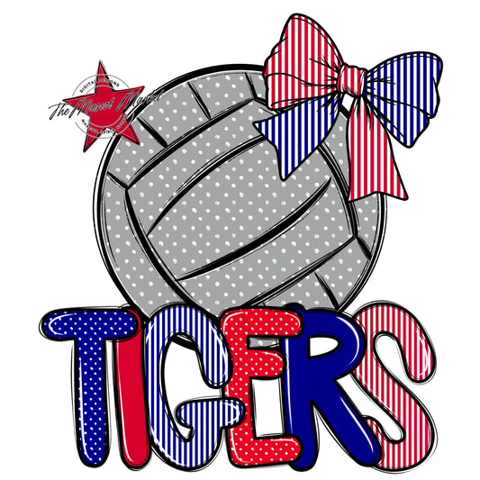 Tigers Volleyball Spirit Design-Blue & Red