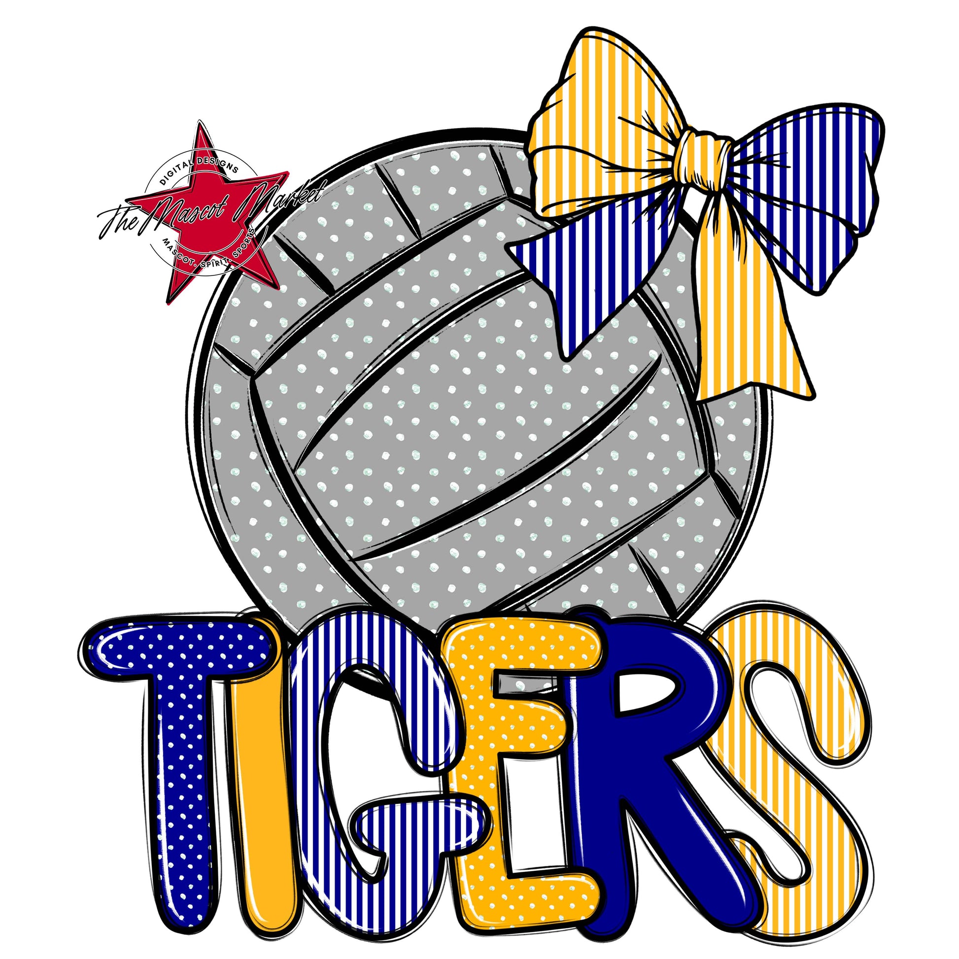 Tigers Volleyball Spirit Design-Blue & Yellow