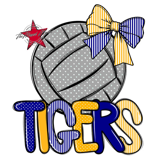 Tigers Volleyball Spirit Design-Blue & Yellow