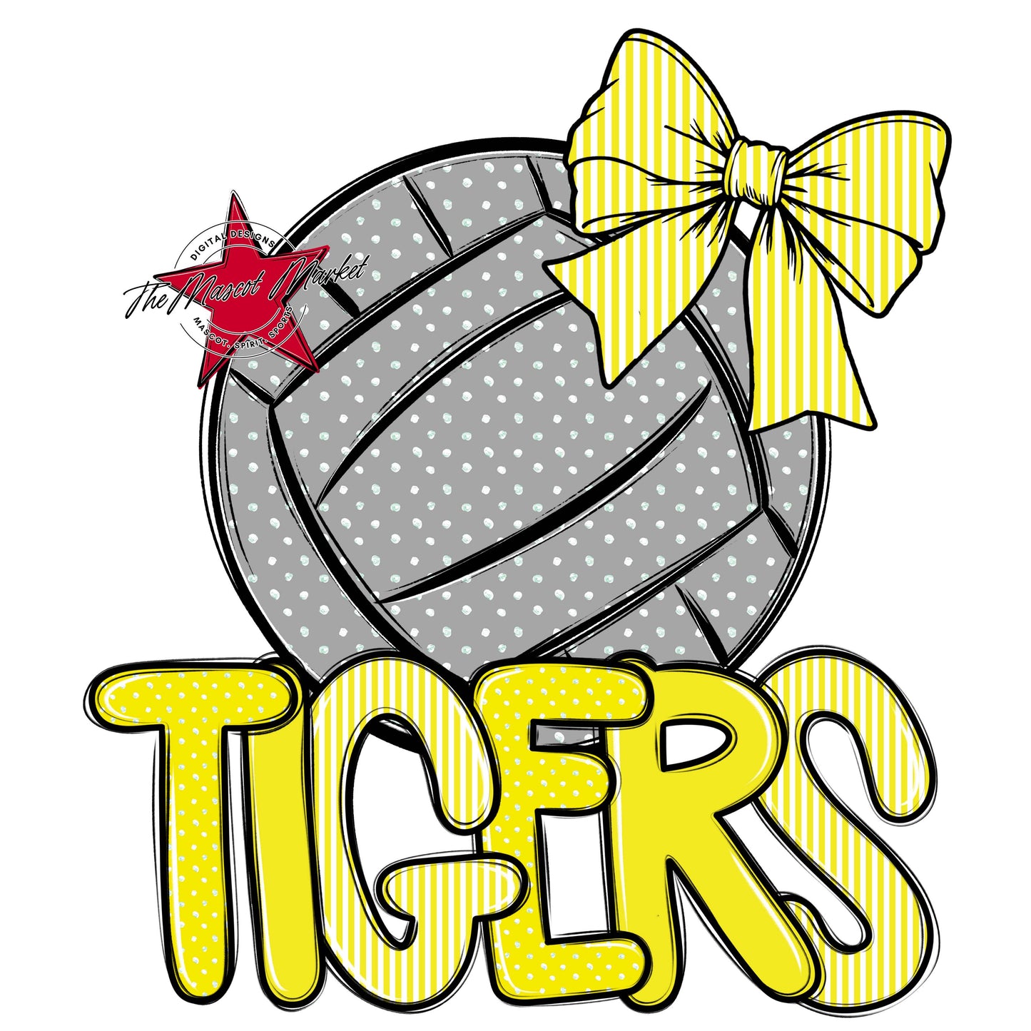 Tigers Volleyball Spirit Design-Bright Yellow