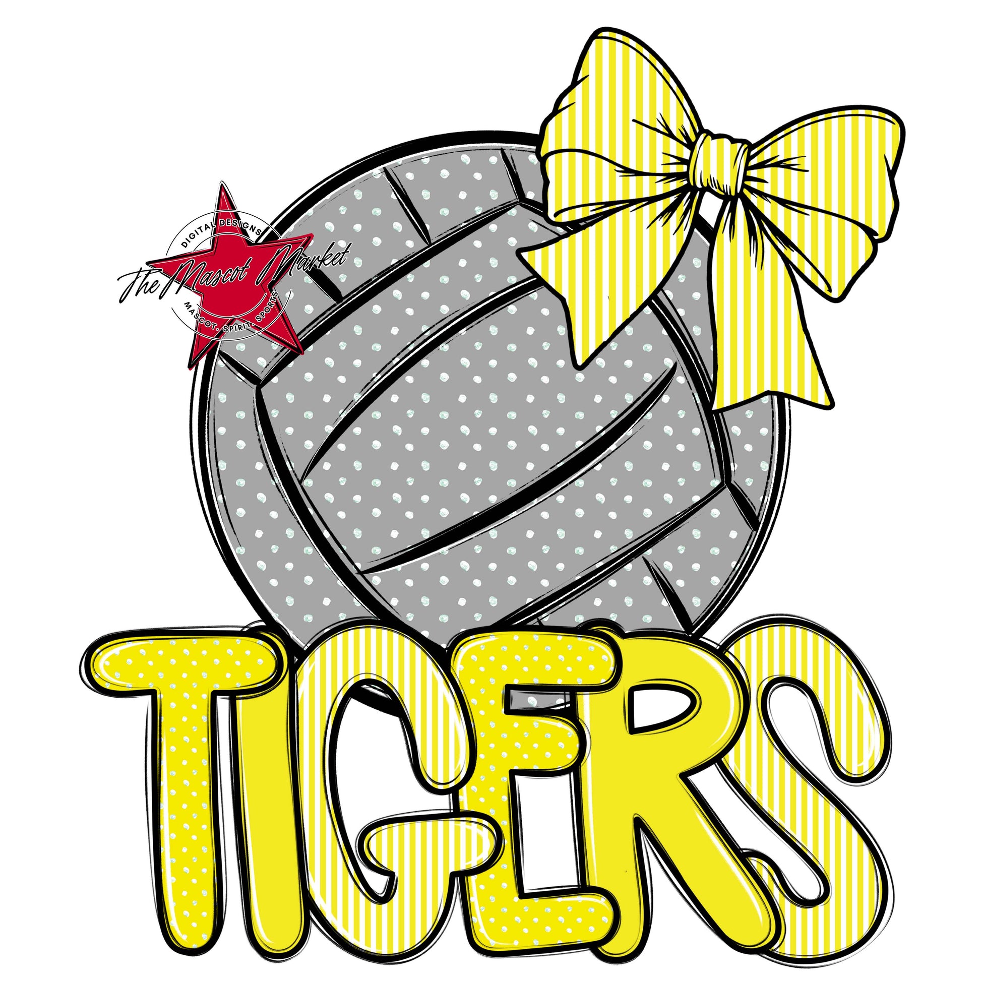 Tigers Volleyball Spirit Design-Bright Yellow