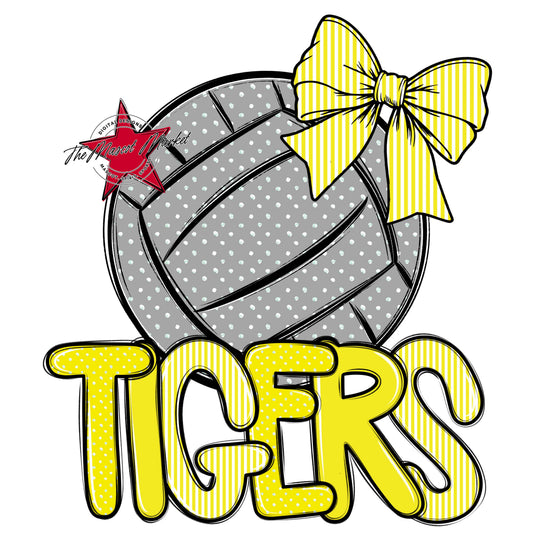 Tigers Volleyball Spirit Design-Bright Yellow