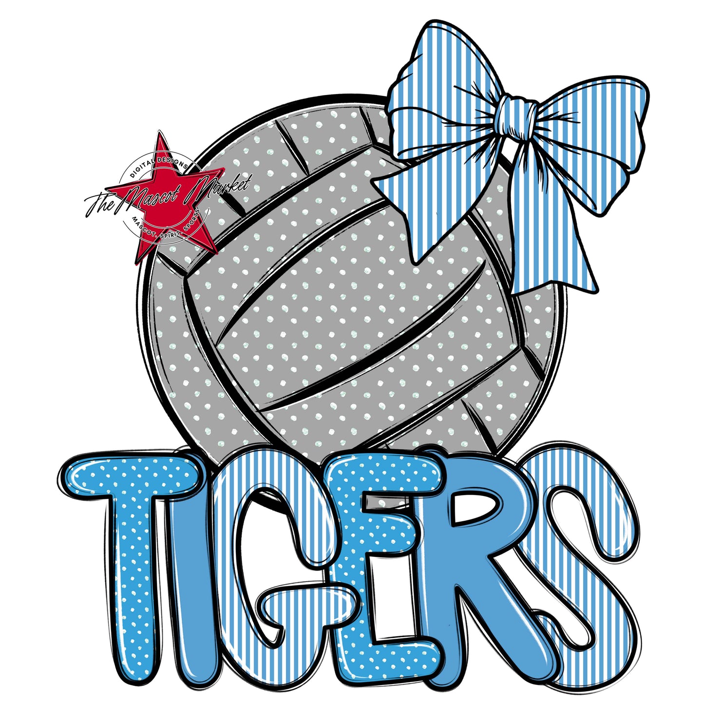 Tigers Volleyball Spirit Design-Carolina Blue