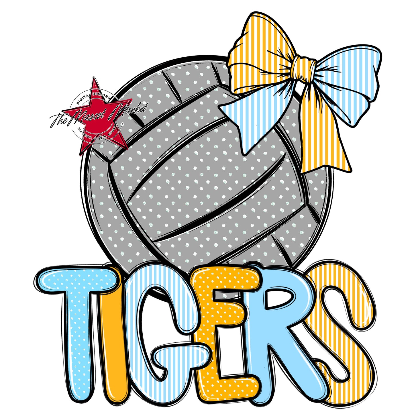 Tigers Volleyball Spirit Design-Columbia Blue & Yellow