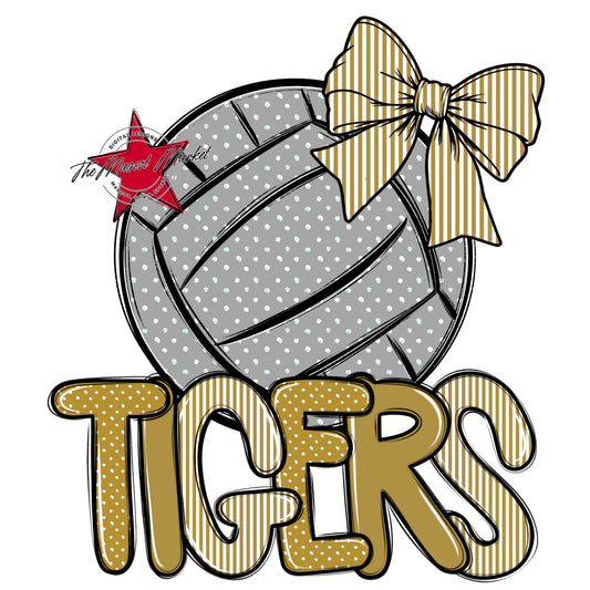 Tigers Volleyball Spirit Design-Gold