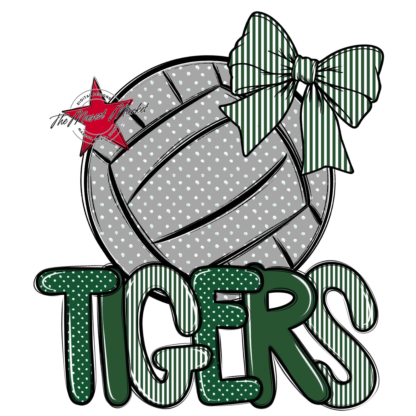 Tigers Volleyball Spirit Design-Green