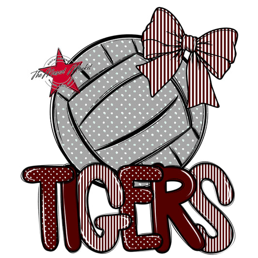 Tigers Volleyball Spirit Design-Maroon