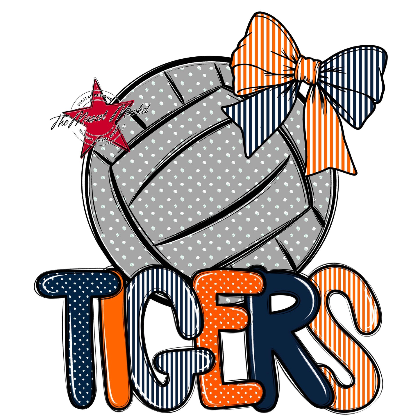 Tigers Volleyball Spirit Design-Navy & Orange