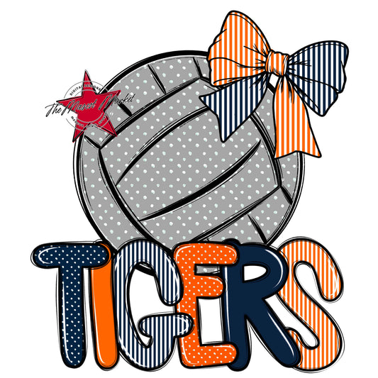 Tigers Volleyball Spirit Design-Navy & Orange