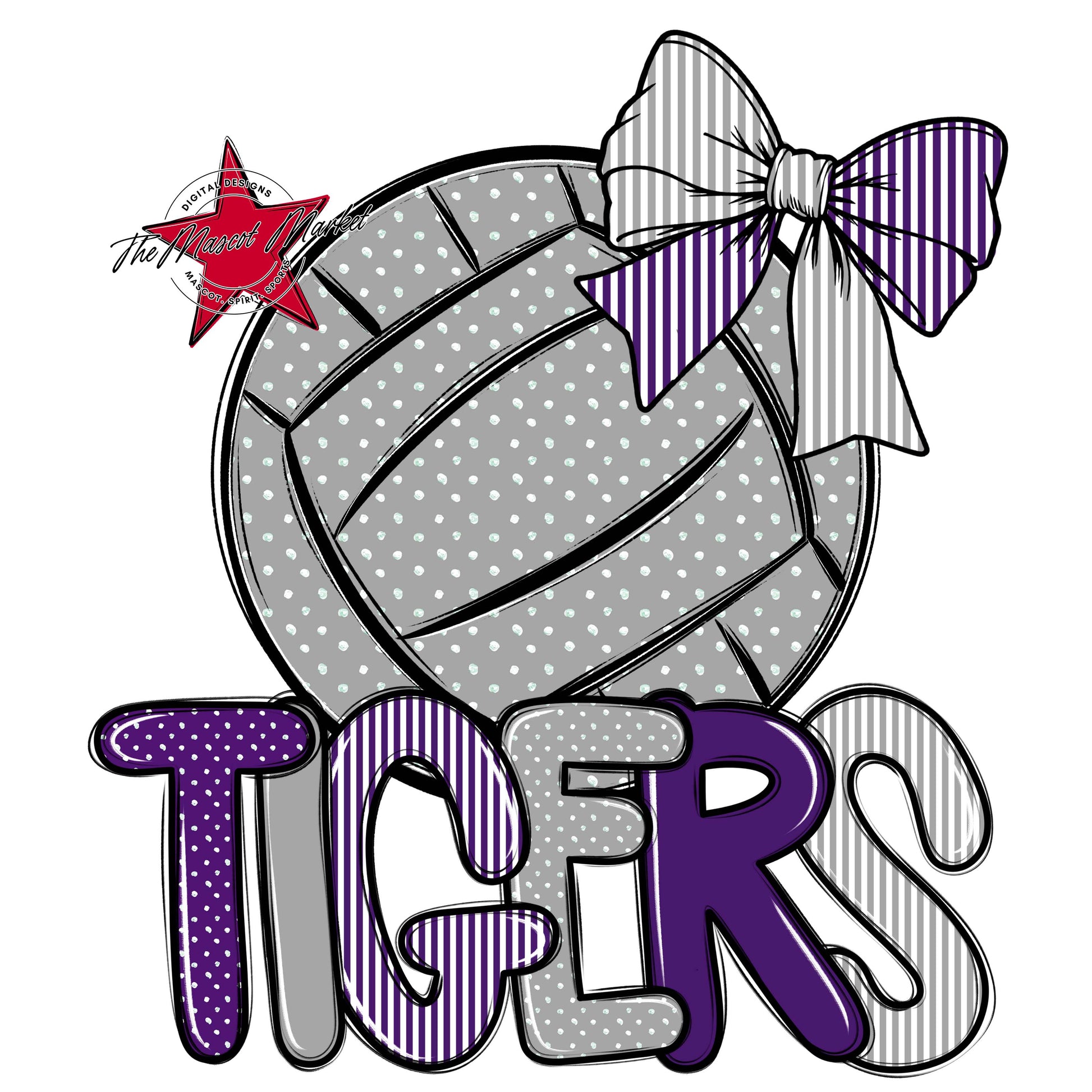 Tigers Volleyball Spirit Design-Purple & Grey
