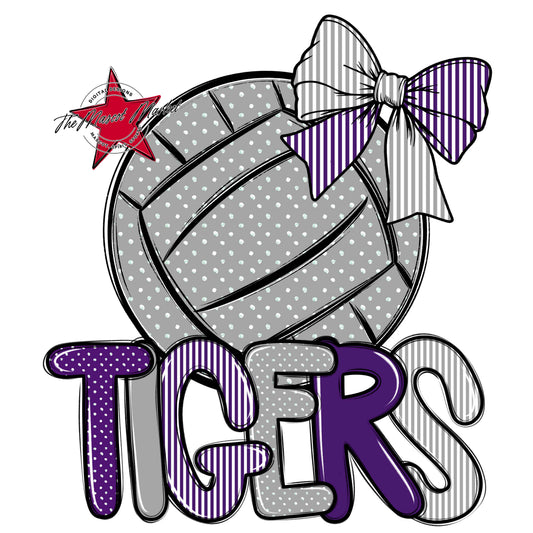 Tigers Volleyball Spirit Design-Purple & Grey