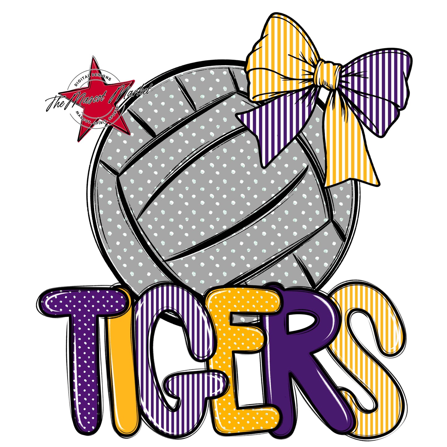 Tigers Volleyball Spirit Design-Purple & Yellow