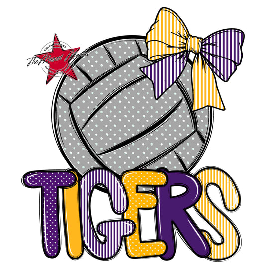 Tigers Volleyball Spirit Design-Purple & Yellow