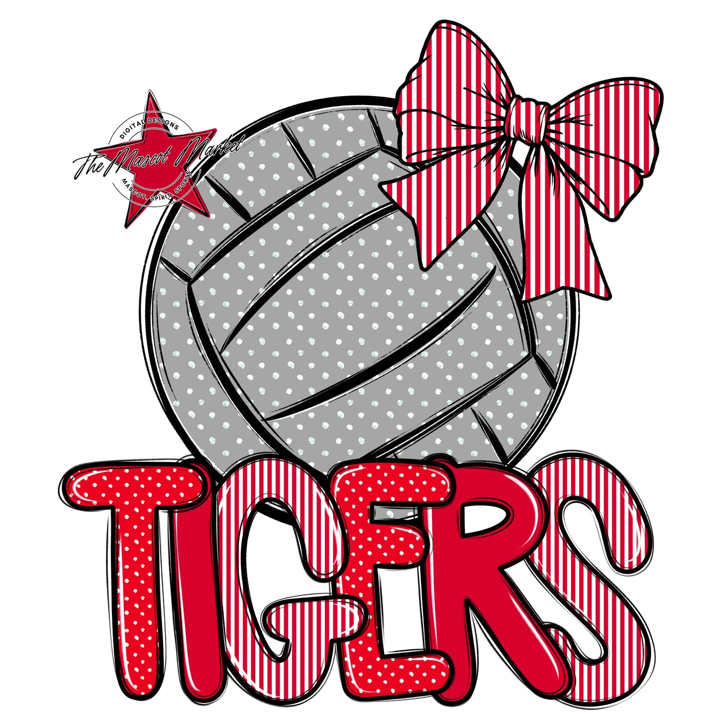 Tigers Volleyball Spirit Design-Red
