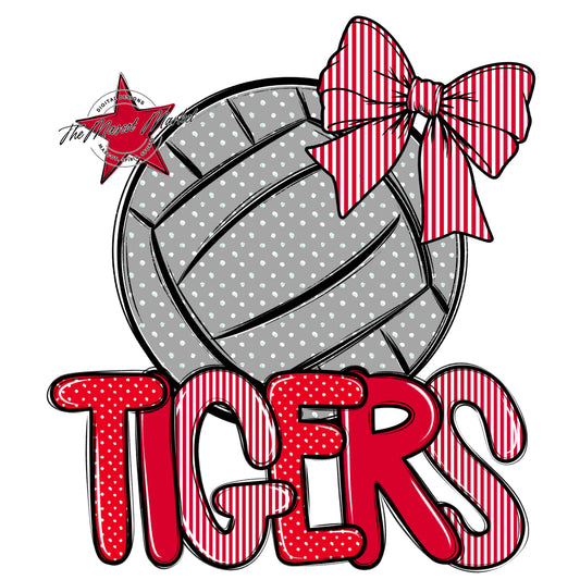 Tigers Volleyball Spirit Design-Red