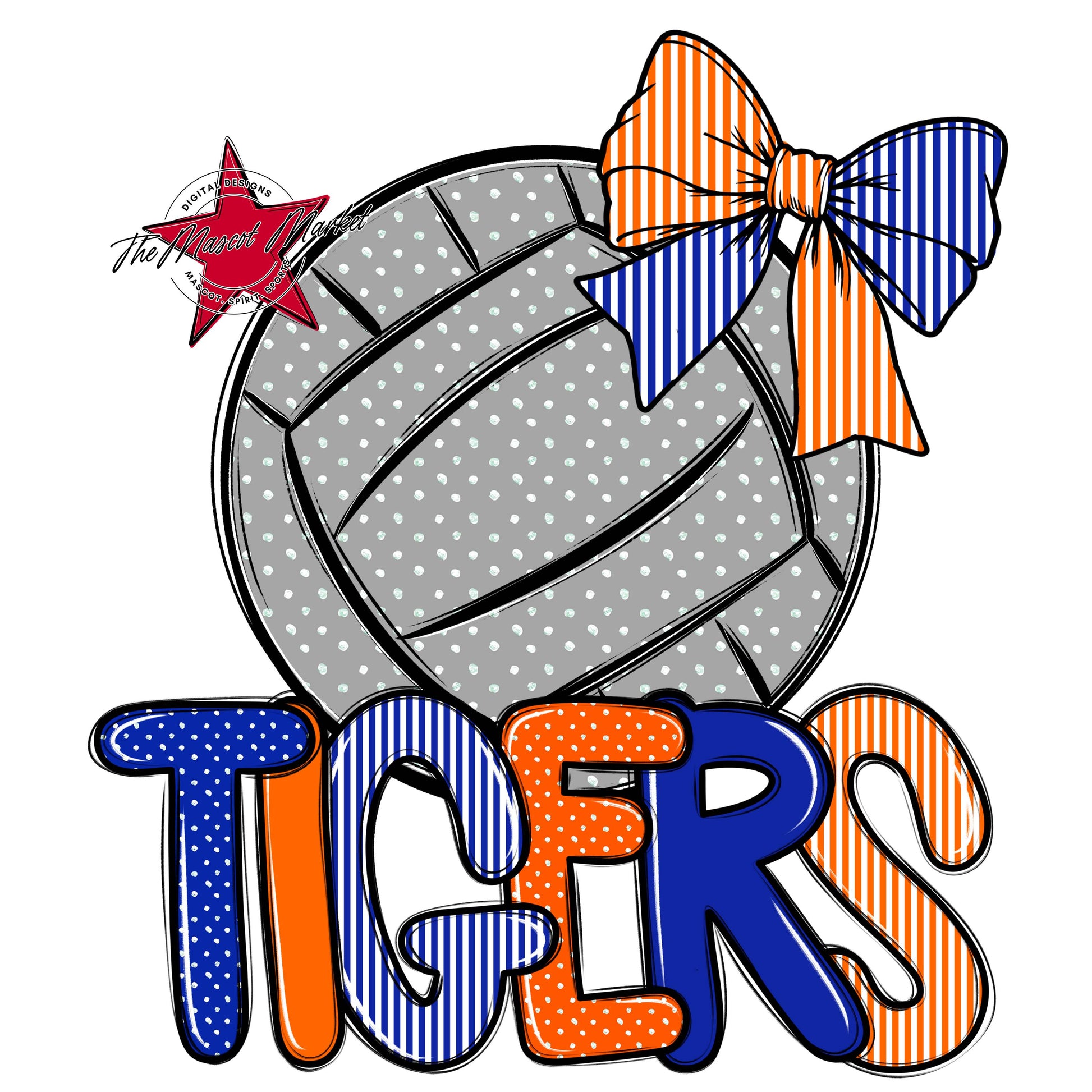 Tigers Volleyball Spirit Design-Royal Blue & Orange