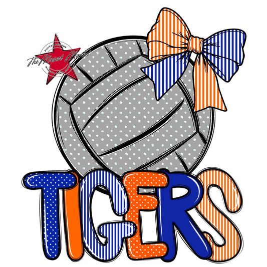 Tigers Volleyball Spirit Design-Royal Blue & Orange