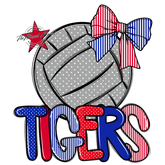 Tigers Volleyball Spirit Design-Royal Blue & Red