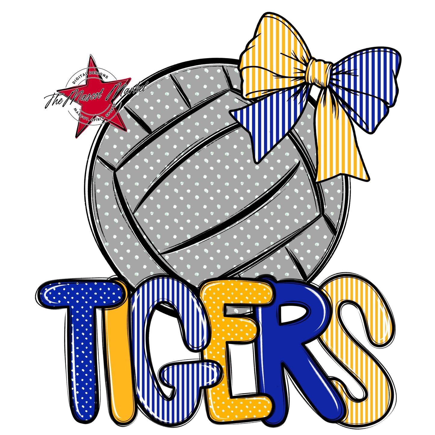Tigers Volleyball Spirit Design-Royal Blue & Yellow
