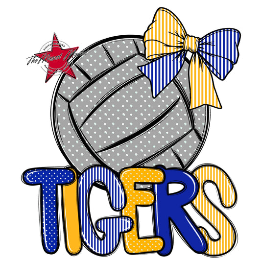 Tigers Volleyball Spirit Design-Royal Blue & Yellow
