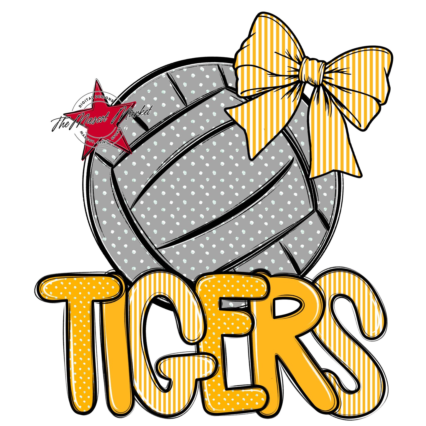 Tigers Volleyball Spirit Design-Yellow