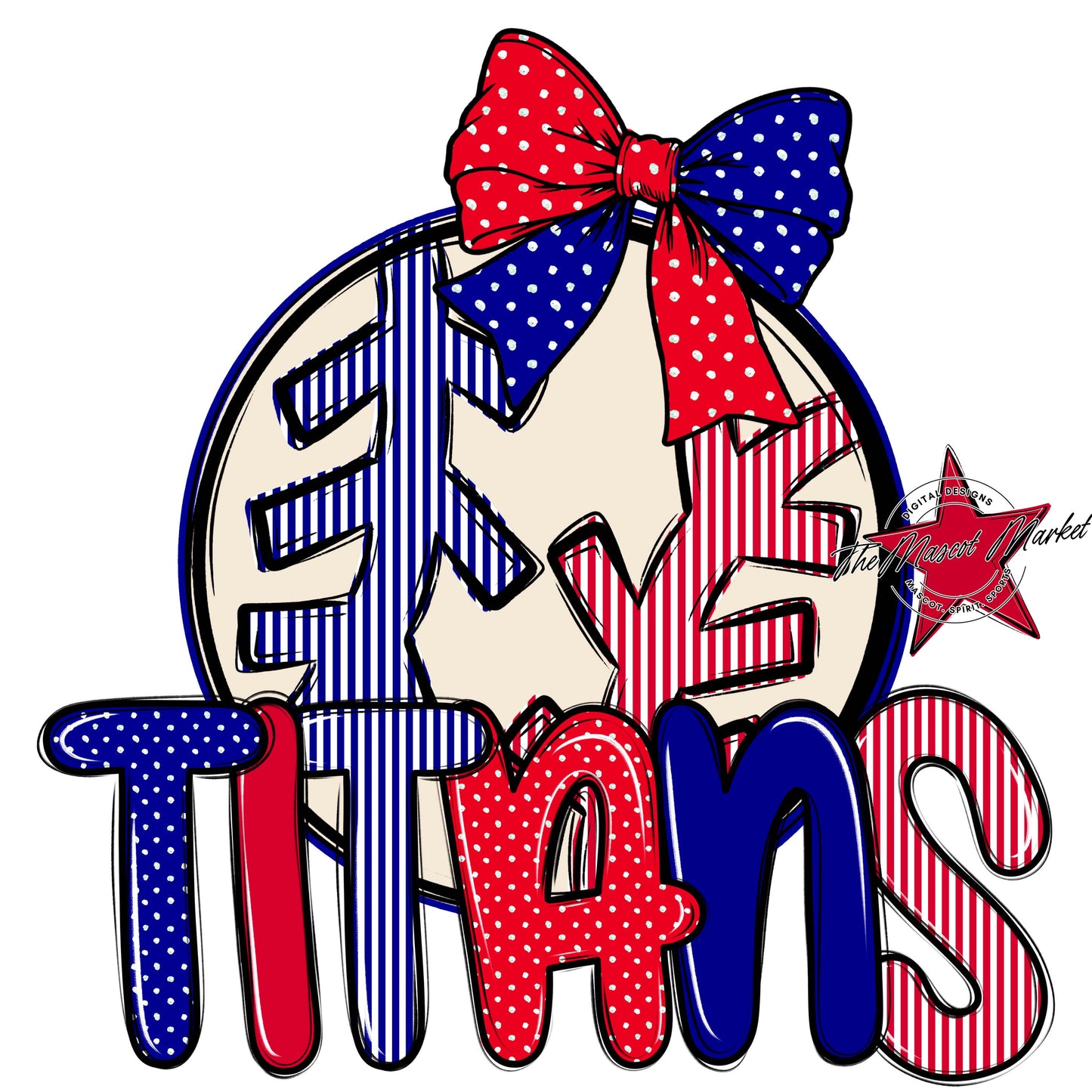Titans Baseball-Softball Spirit Design-Blue & Red