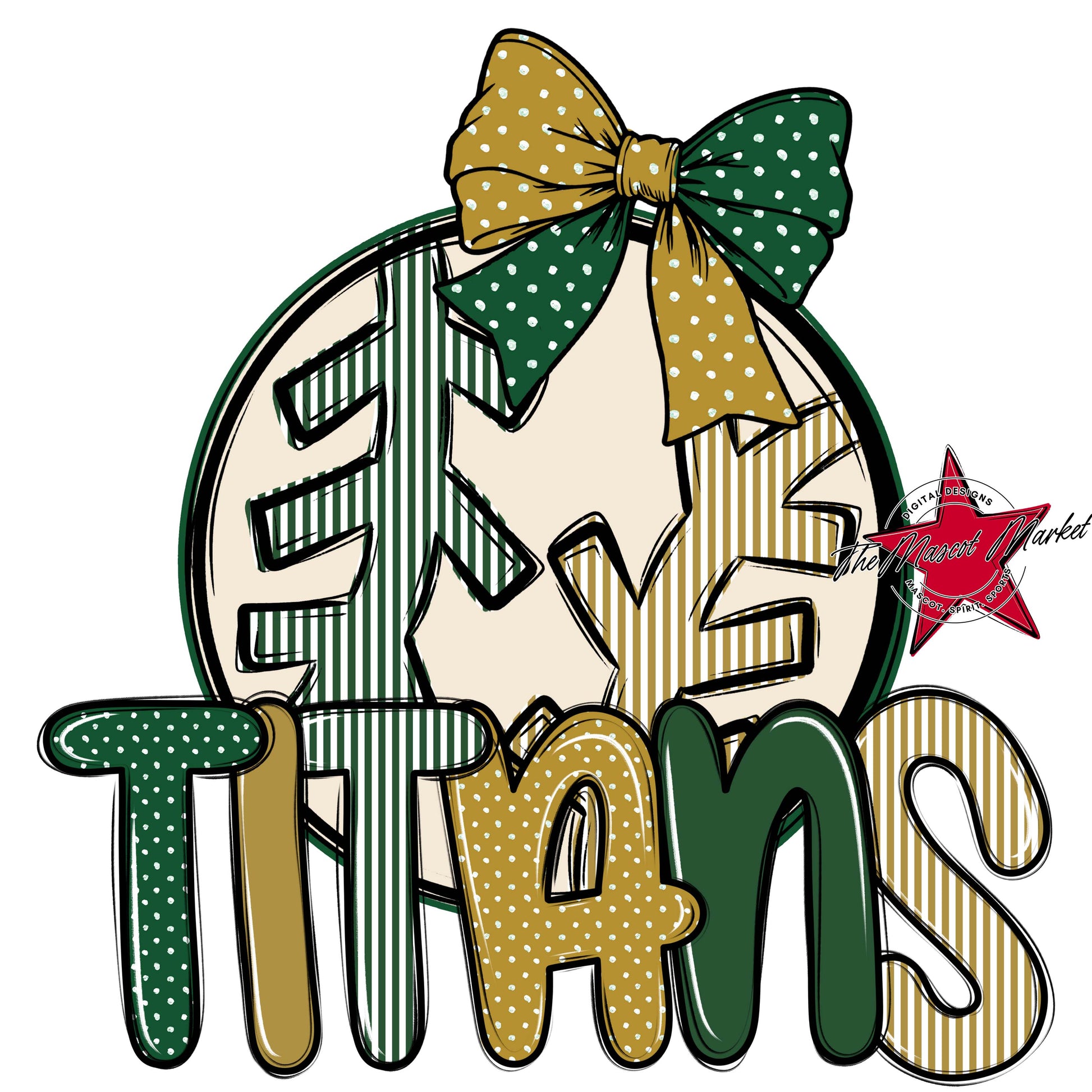 Titans Baseball-Softball Spirit Design-Green & Gold