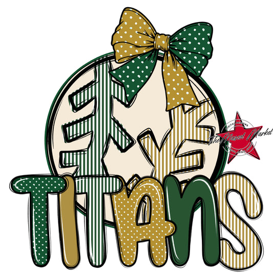 Titans Baseball-Softball Spirit Design-Green & Gold
