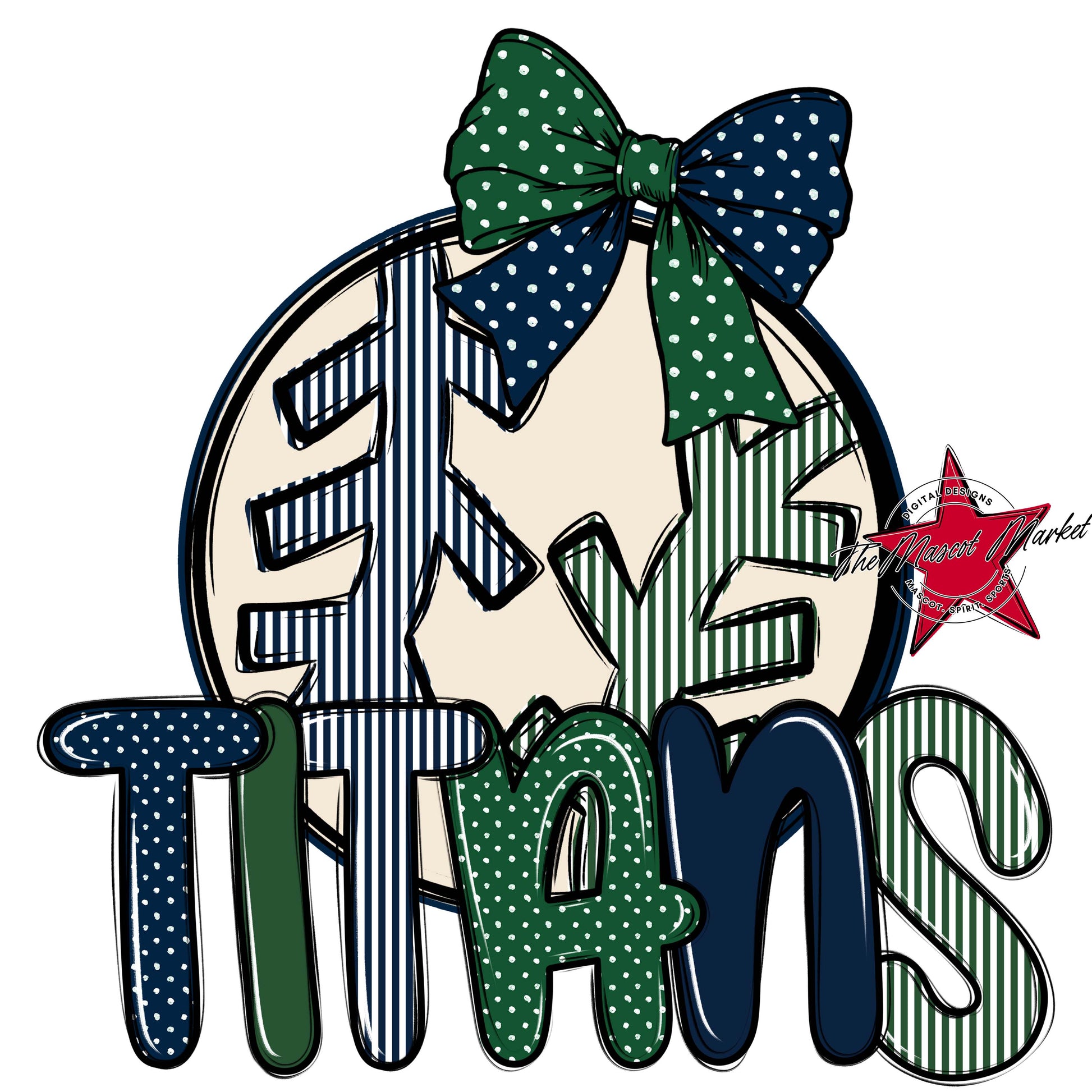 Titans Baseball-Softball Spirit Design-Navy & Green