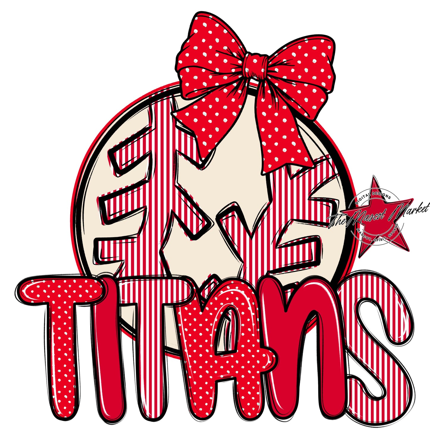 Titans Baseball-Softball Spirit Design-Red