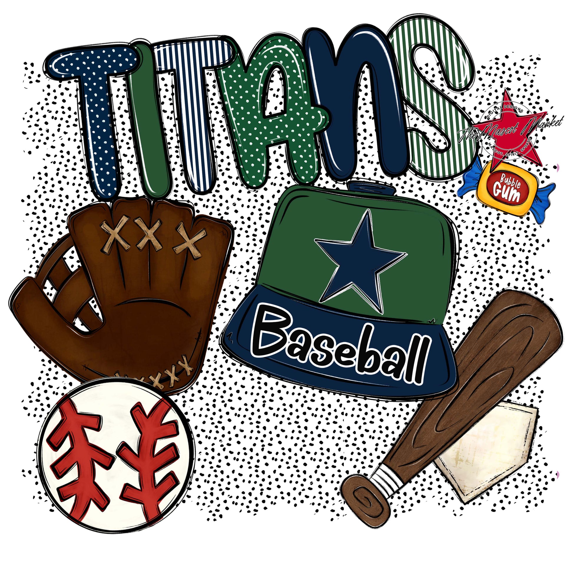 Titans Baseball Spirit-Navy & Green