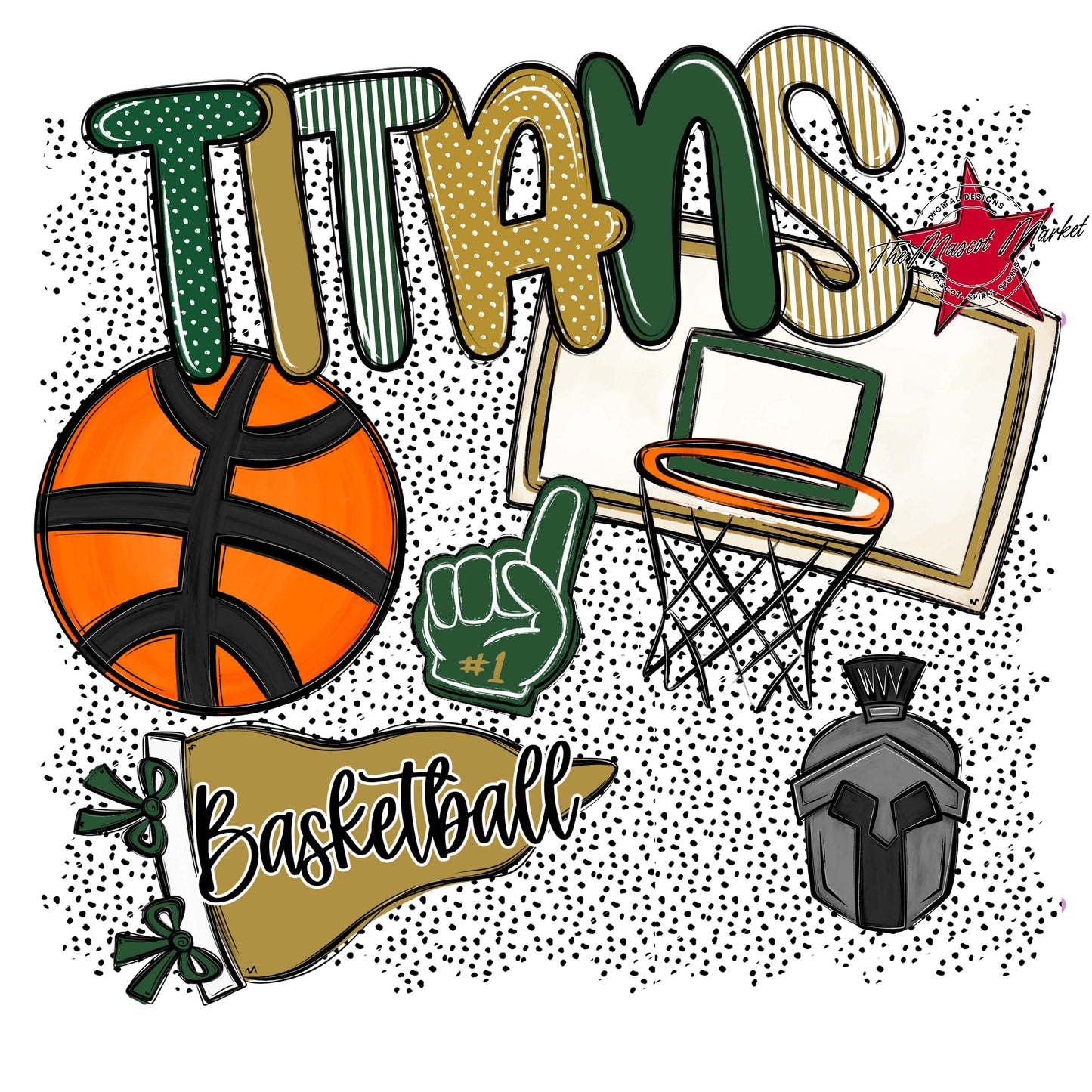 Titans Basketball Spirit-Green & Gold