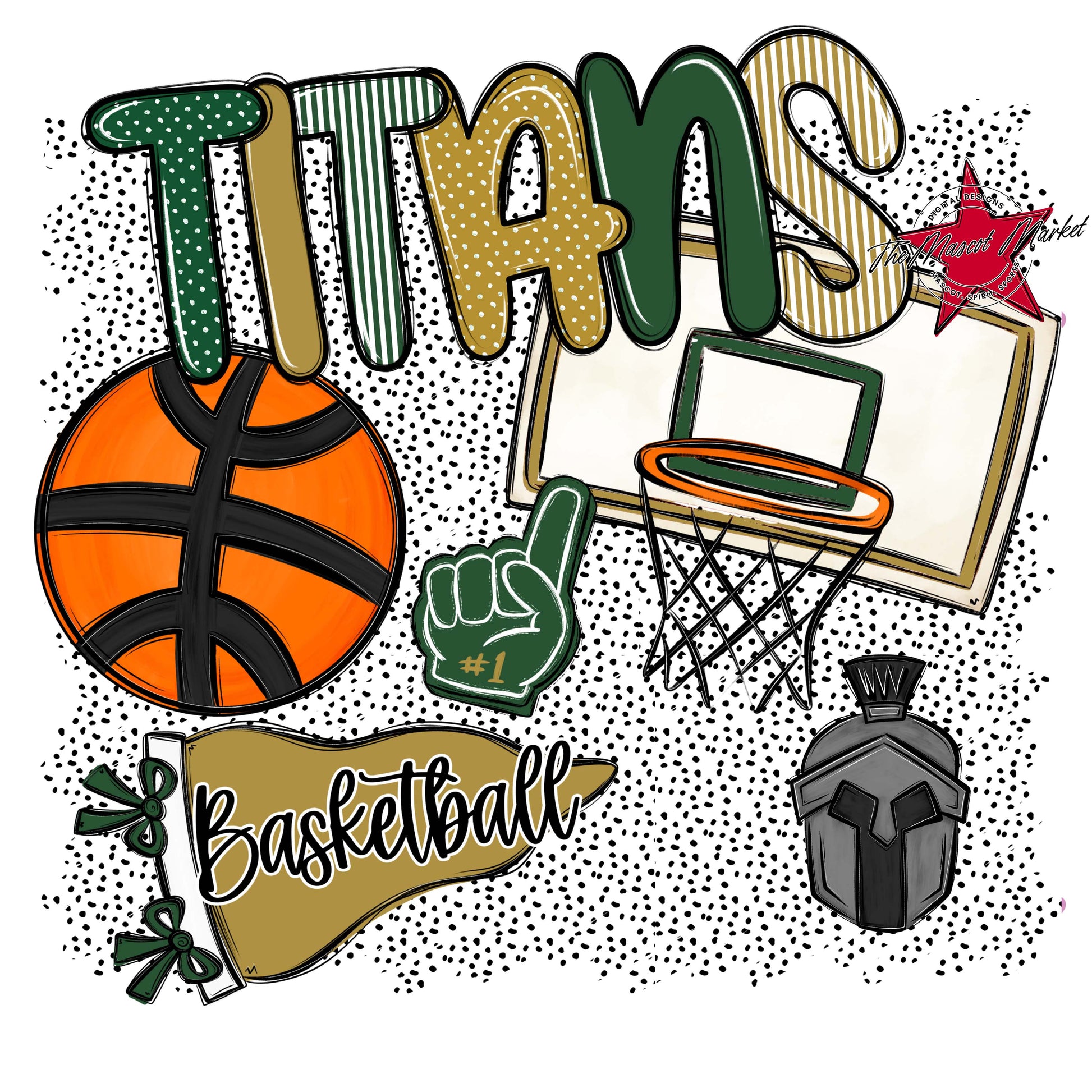 Titans Basketball Spirit-Green & Gold