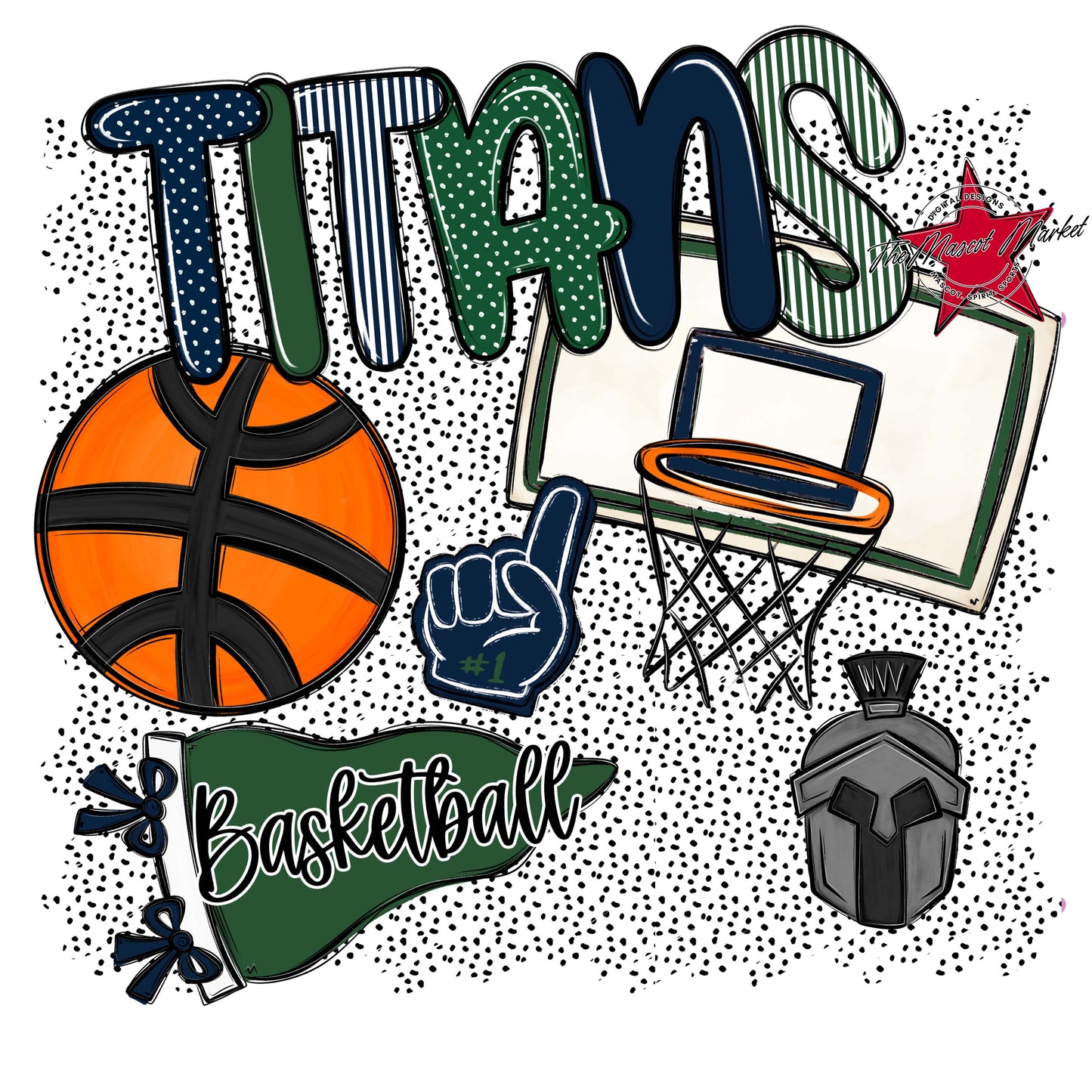 Titans Basketball Spirit-Navy & Green