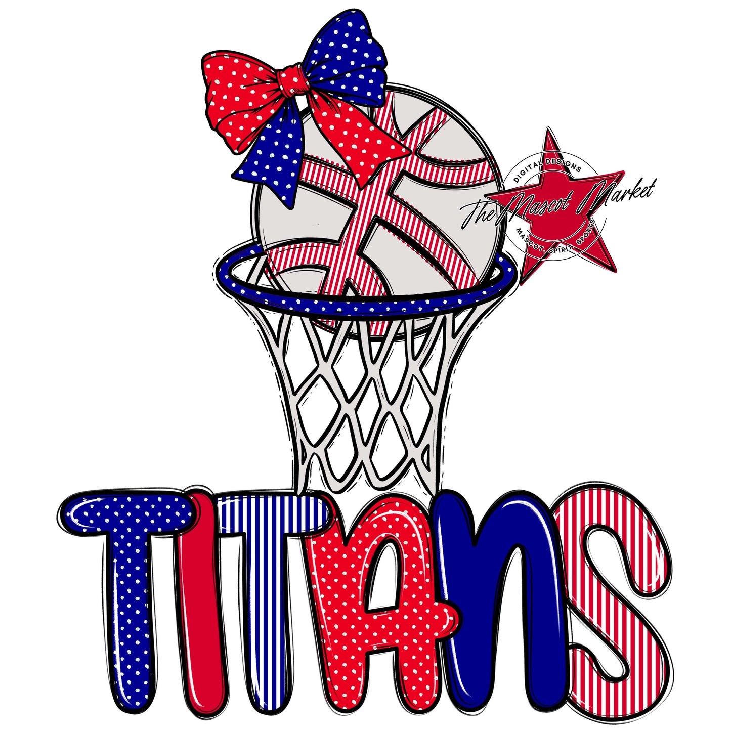 Titans Basketball Spirit Design-Blue & Red