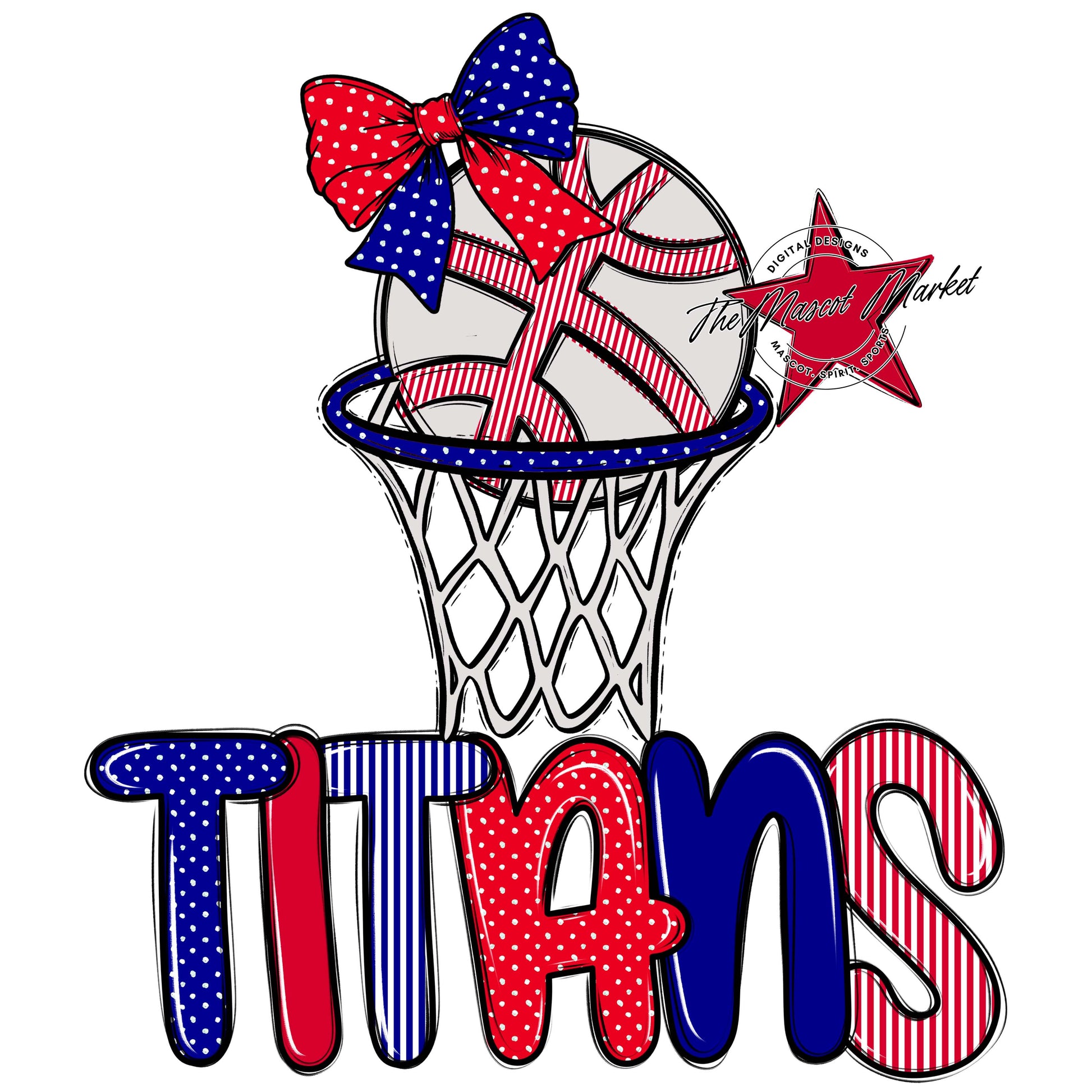Titans Basketball Spirit Design-Blue & Red