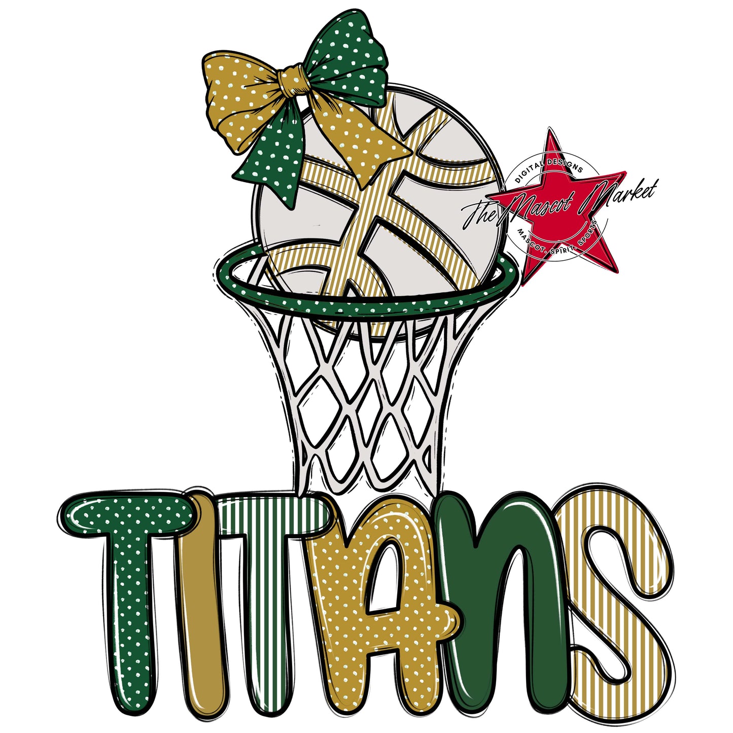 Titans Basketball Spirit Design-Green & Gold