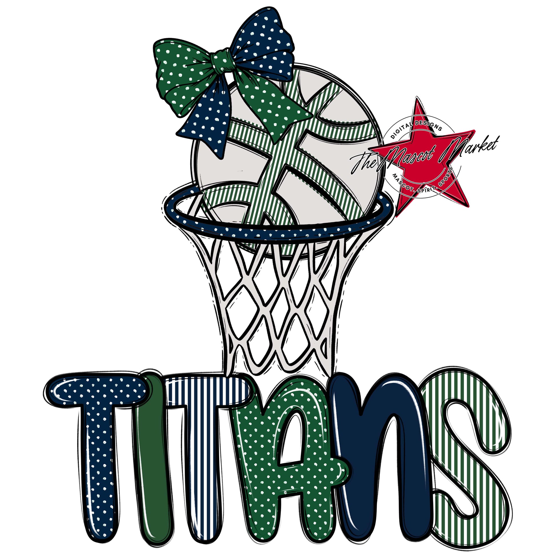 Titans Basketball Spirit Design-Navy & Green