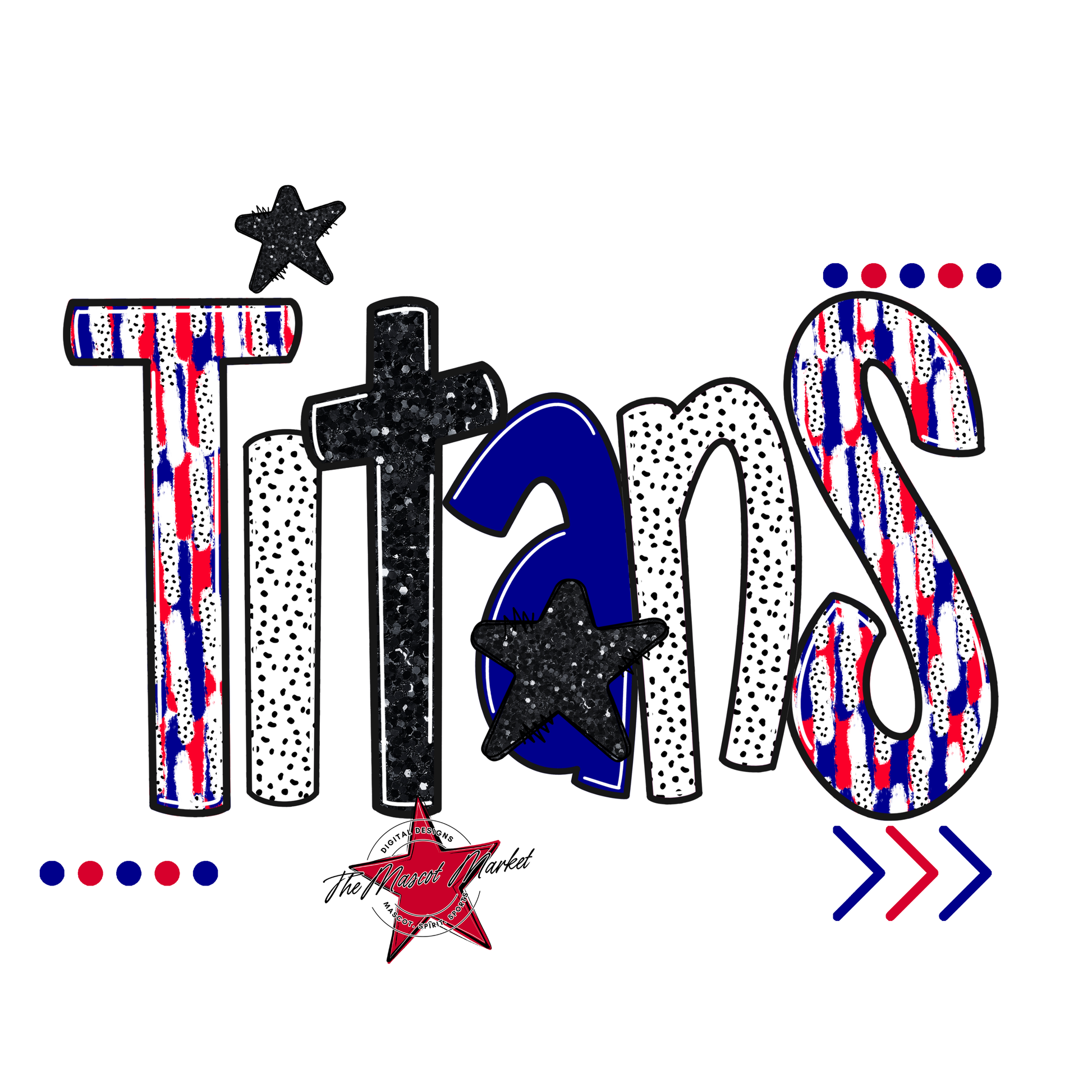 Titans Brushstroke Alpha w Arrows-Blue-Red