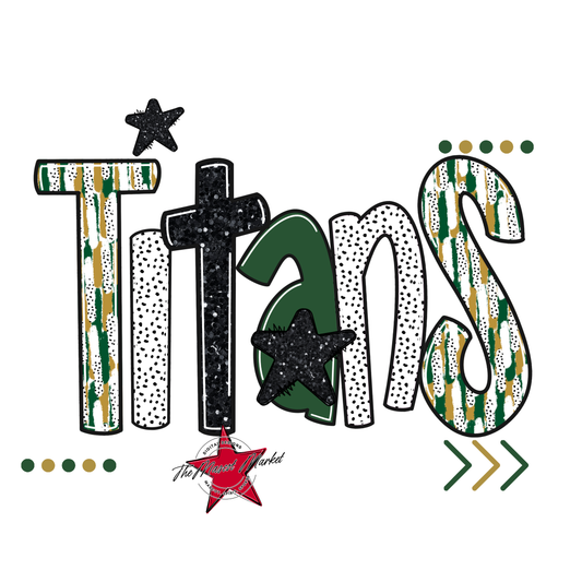 Titans Brushstroke Alpha w Arrows-Green-Gold