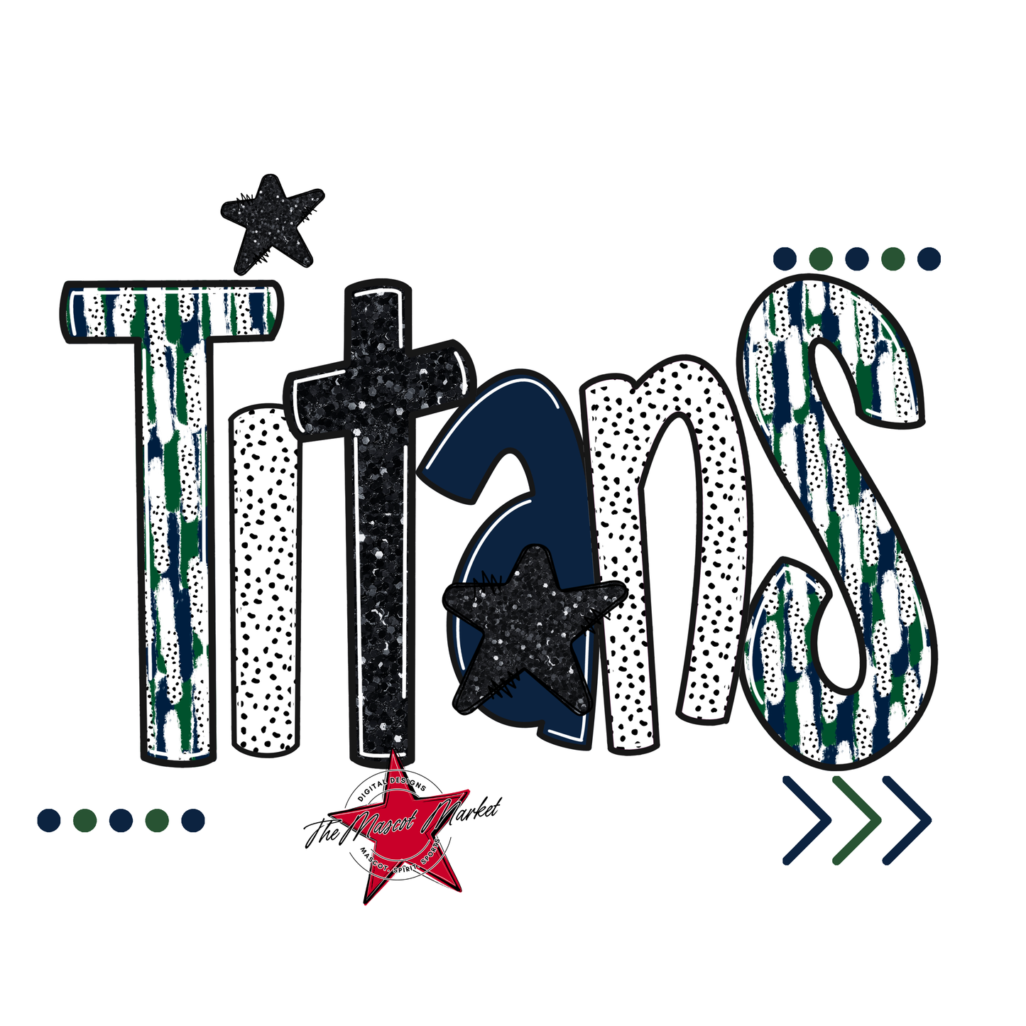 Titans Brushstroke Alpha w Arrows-Navy-Green