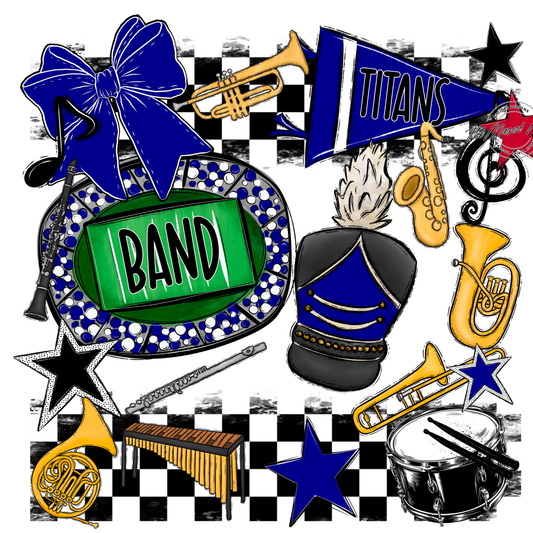 Titans Checkers Band Spirit Design-Blue