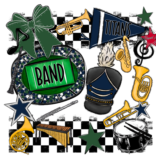 Titans Checkers Band Spirit Design-Navy-Green
