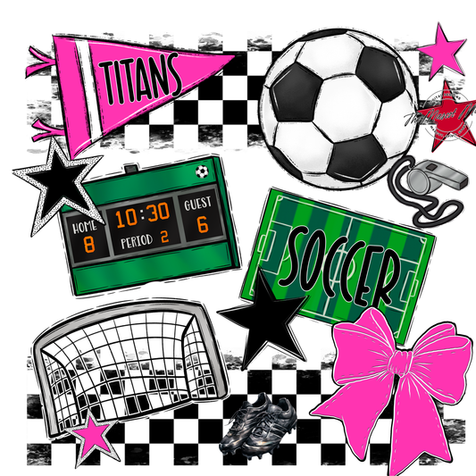 Titans Checkers Soccer Spirit Design-Pink