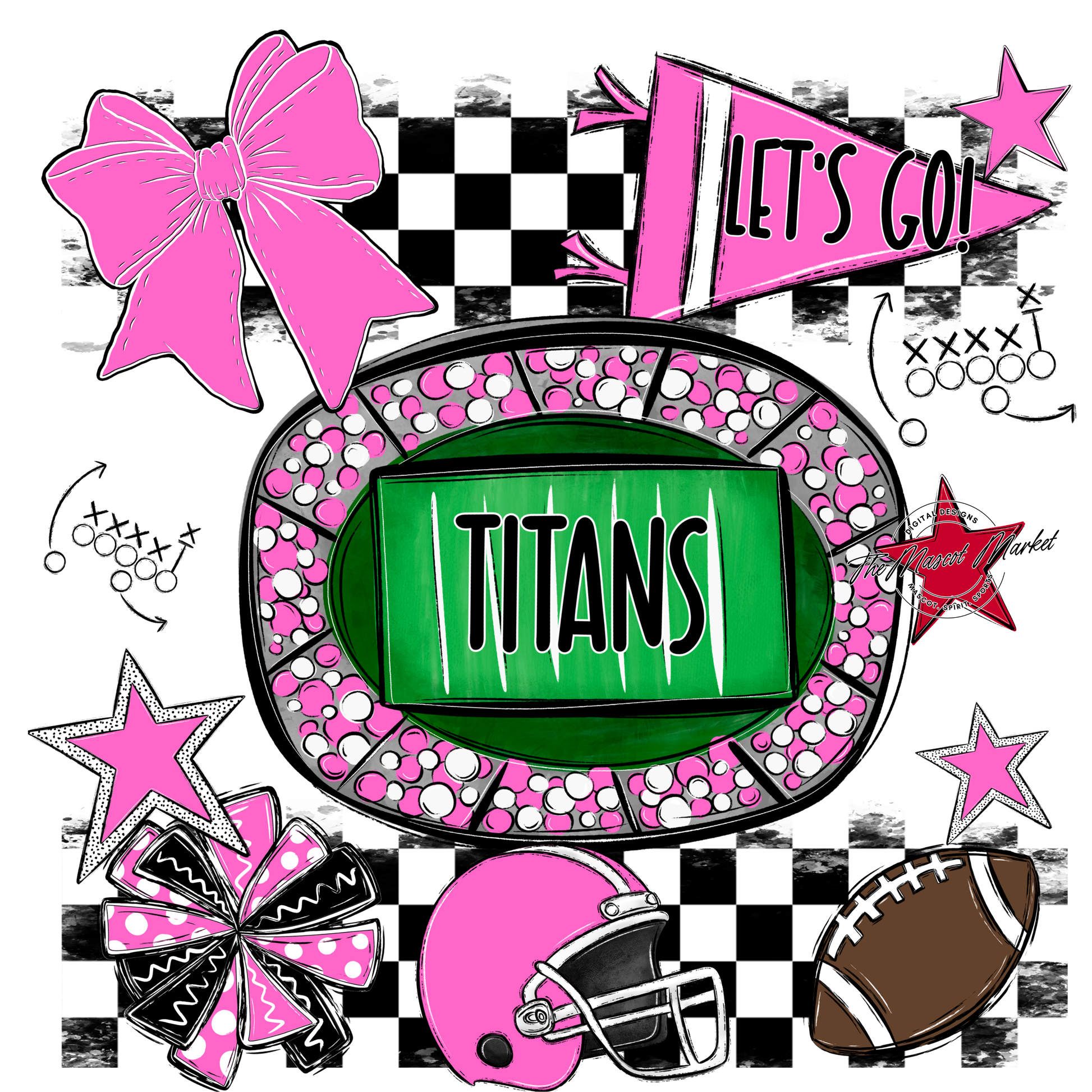 Titans Checkers Spirit Design-Baby Pink